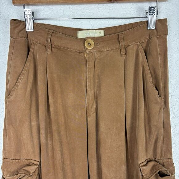 Velez 90's Y2K Wide Leg Cargo Women’s Pants‎ Brown Sz6 Utility Gorpcore Grunge - Picture 2 of 12